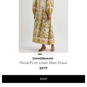 Zimmermann Olive and Cream Maxi Dress